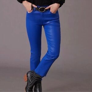 MOTHER The Insider Crop Step Fray Never a Dull Moment Blue Waxed Jean Size 27